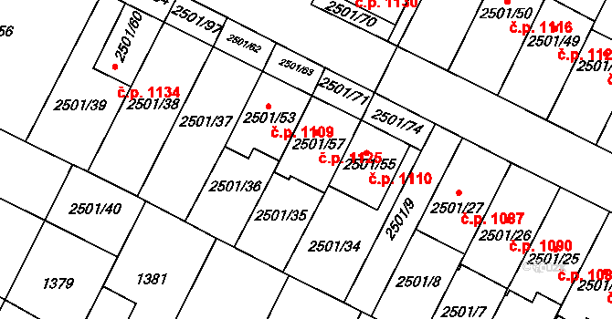 Oslavany 1125 na parcele st. 2501/57 v KÚ Oslavany, Katastrální mapa