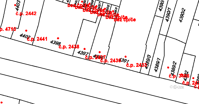 Prostějov 2436 na parcele st. 4396 v KÚ Prostějov, Katastrální mapa