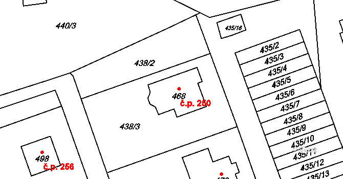 Žichlínek 250 na parcele st. 468 v KÚ Žichlínek, Katastrální mapa