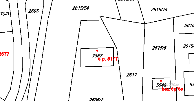 Zlín 5177 na parcele st. 7857 v KÚ Zlín, Katastrální mapa