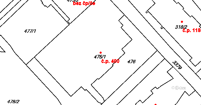 Poruba 400, Orlová na parcele st. 475/1 v KÚ Poruba u Orlové, Katastrální mapa