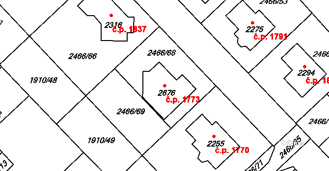 Tišnov 1773 na parcele st. 2676 v KÚ Tišnov, Katastrální mapa