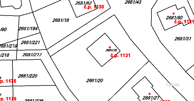Bučovice 1131 na parcele st. 2681/19 v KÚ Bučovice, Katastrální mapa