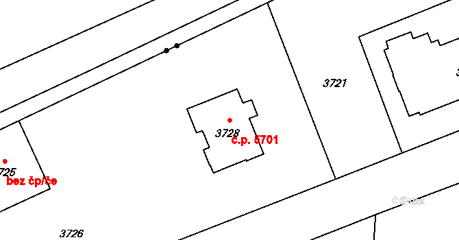 Svinov 5701, Ostrava na parcele st. 3728 v KÚ Svinov, Katastrální mapa