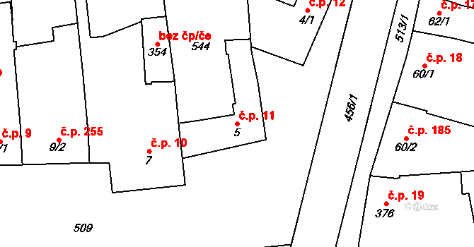 Přerov III-Lověšice 11, Přerov na parcele st. 5 v KÚ Lověšice u Přerova, Katastrální mapa