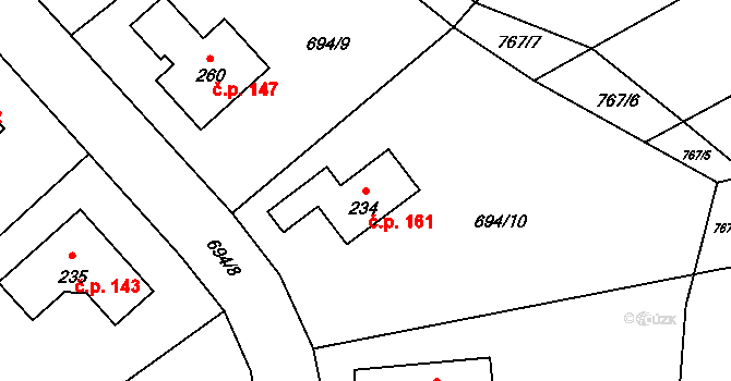 Vyskytná nad Jihlavou 161 na parcele st. 234 v KÚ Vyskytná nad Jihlavou, Katastrální mapa