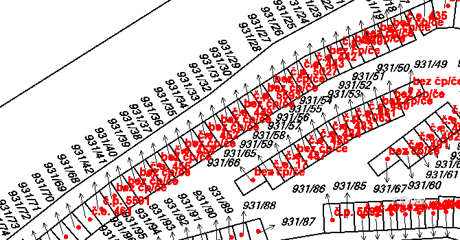 Louny 449 na parcele st. 931/31 v KÚ Louny, Katastrální mapa
