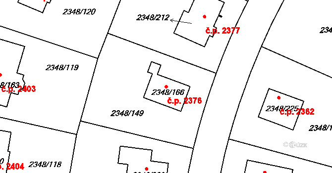 Pelhřimov 2376 na parcele st. 2348/166 v KÚ Pelhřimov, Katastrální mapa