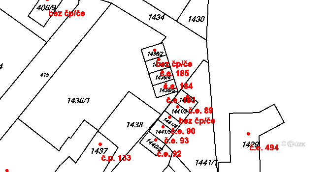 Rumburk 1 183, Rumburk na parcele st. 1436/5 v KÚ Rumburk, Katastrální mapa