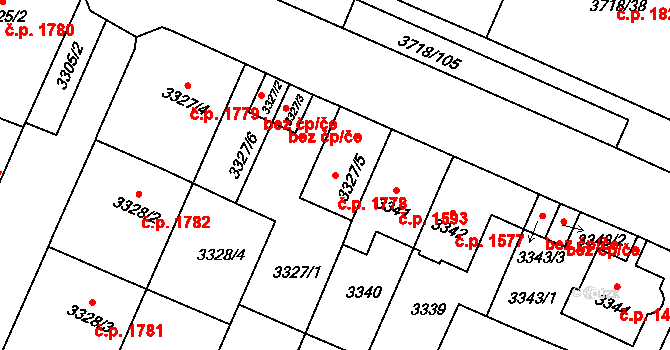 Předměstí 1778, Litoměřice na parcele st. 3327/5 v KÚ Litoměřice, Katastrální mapa
