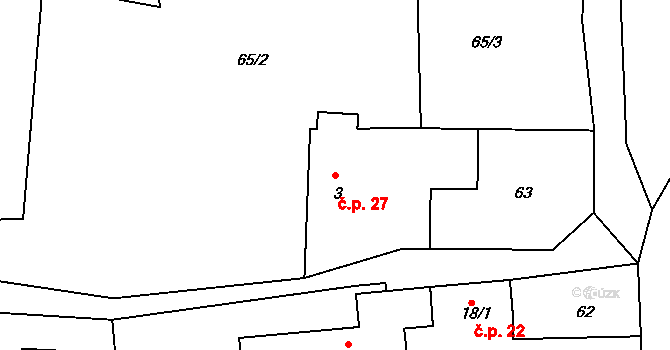 Nespery 27, Veliš na parcele st. 3 v KÚ Nespery, Katastrální mapa