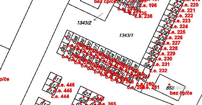 Háje 243, Cheb na parcele st. 602 v KÚ Háje u Chebu, Katastrální mapa