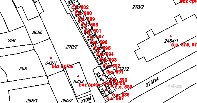 Horní Předměstí 593, Polička na parcele st. 3235 v KÚ Polička, Katastrální mapa
