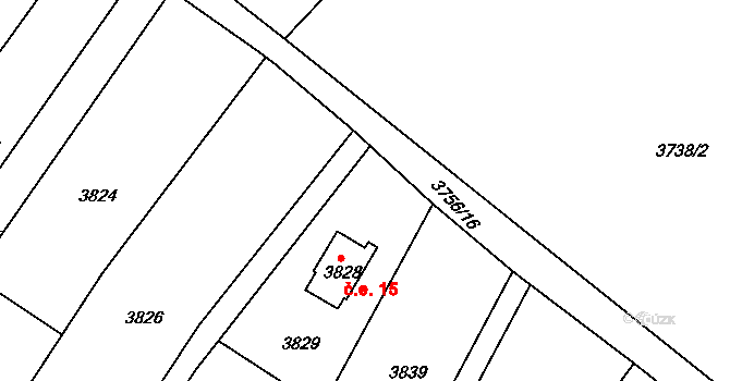 Veselí nad Lužnicí II 15, Veselí nad Lužnicí na parcele st. 3828 v KÚ Veselí nad Lužnicí, Katastrální mapa