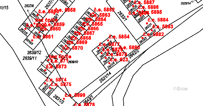 Kadaň 5878 na parcele st. 2641/2 v KÚ Kadaň, Katastrální mapa