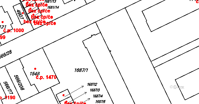 Zábřeh 2048,2049,2050,2051,, Ostrava na parcele st. 1682 v KÚ Zábřeh nad Odrou, Katastrální mapa
