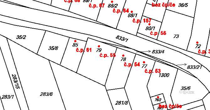 Heroltice 54, Hoštice-Heroltice na parcele st. 78 v KÚ Heroltice, Katastrální mapa