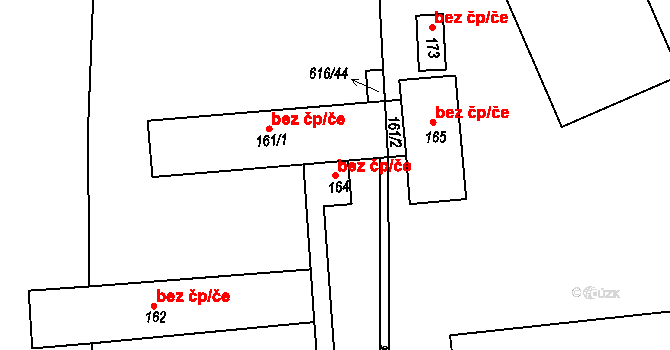 Slabce 38606691 na parcele st. 164 v KÚ Slabce, Katastrální mapa
