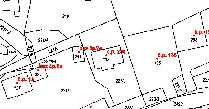 Všemina 238 na parcele st. 333 v KÚ Všemina, Katastrální mapa