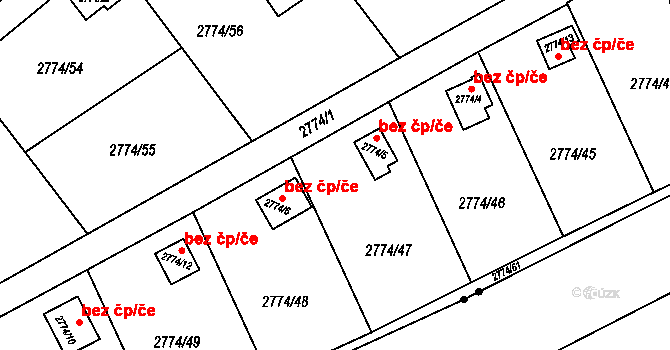 Teplice 39138691 na parcele st. 2774/5 v KÚ Teplice, Katastrální mapa
