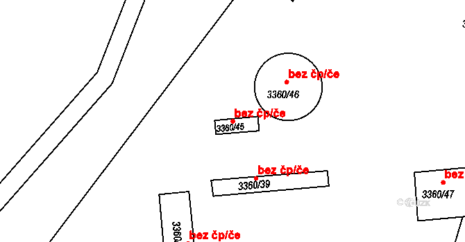 Střelice 39830691 na parcele st. 3360/45 v KÚ Střelice u Brna, Katastrální mapa