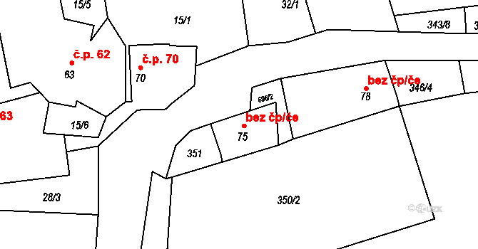 Rudolec 40769691 na parcele st. 75 v KÚ Rudolec, Katastrální mapa