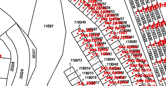 Bechyně 40905691 na parcele st. 1190/46 v KÚ Bechyně, Katastrální mapa