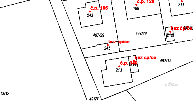 Svéradice 41307691 na parcele st. 245 v KÚ Svéradice, Katastrální mapa