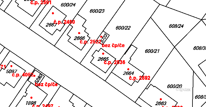 Zlín 2536 na parcele st. 2665 v KÚ Zlín, Katastrální mapa