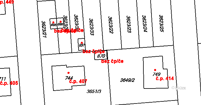 Kožlany 42687691 na parcele st. 870 v KÚ Kožlany, Katastrální mapa