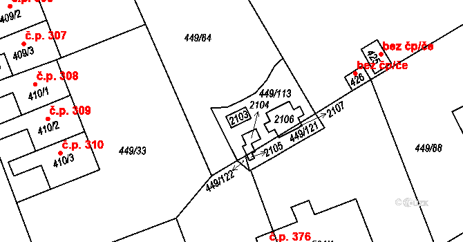 Merklín 42913691 na parcele st. 2103 v KÚ Merklín u Přeštic, Katastrální mapa