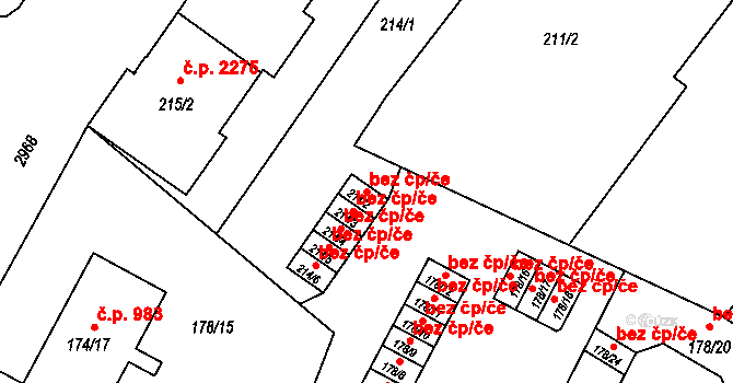 Opava 43790691 na parcele st. 214/2 v KÚ Opava-Předměstí, Katastrální mapa
