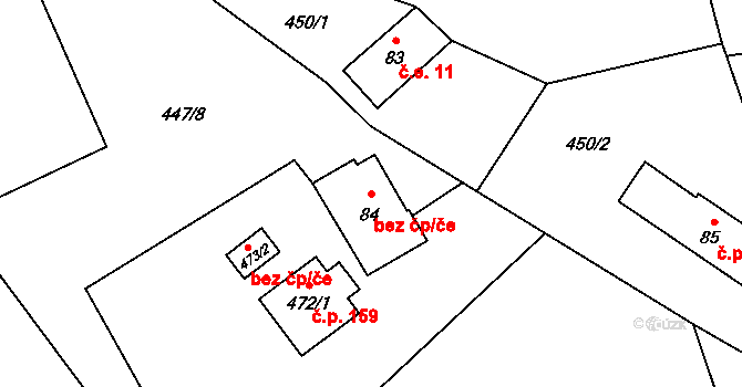 Líšnice 45476691 na parcele st. 84 v KÚ Líšnice, Katastrální mapa