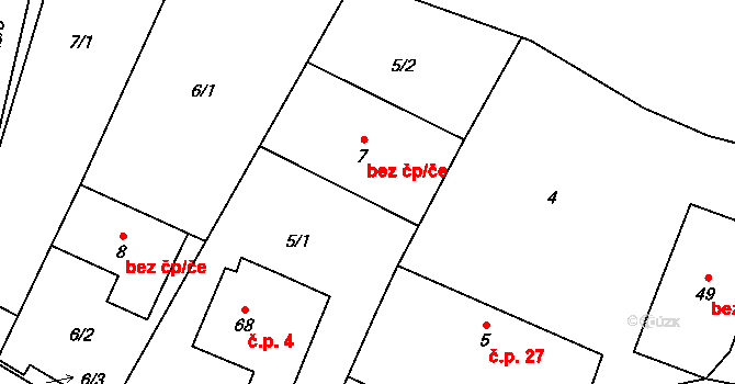 Kojatice 46538691 na parcele st. 7 v KÚ Kojatice, Katastrální mapa