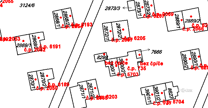 Zlín 47800691 na parcele st. 8299 v KÚ Zlín, Katastrální mapa