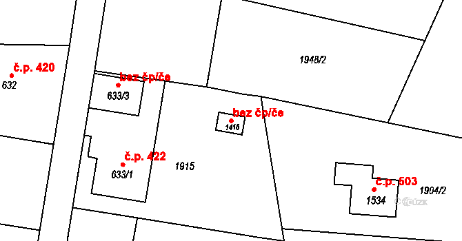 Čerčany 47904691 na parcele st. 1416 v KÚ Čerčany, Katastrální mapa