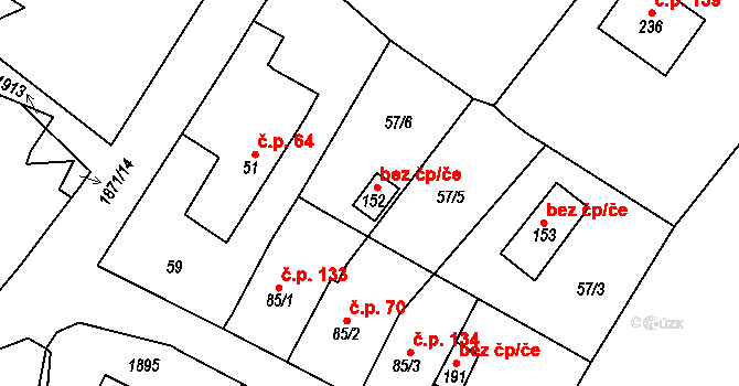 Čeminy 48442691 na parcele st. 152 v KÚ Čeminy, Katastrální mapa