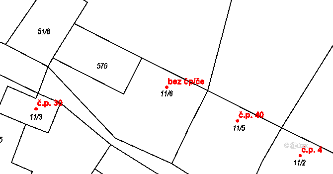 Sedlec-Prčice 48598691 na parcele st. 11/6 v KÚ Přestavlky u Sedlce, Katastrální mapa
