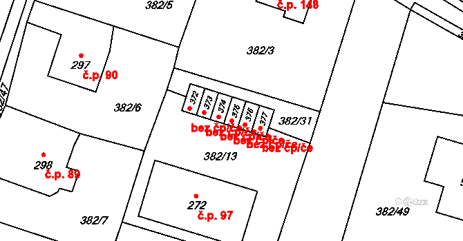 Pardubice 49289691 na parcele st. 375 v KÚ Dražkovice, Katastrální mapa