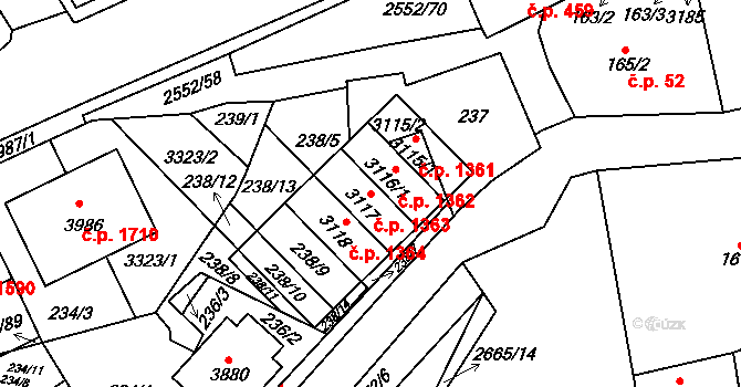 Hlinsko 1363 na parcele st. 3117 v KÚ Hlinsko v Čechách, Katastrální mapa