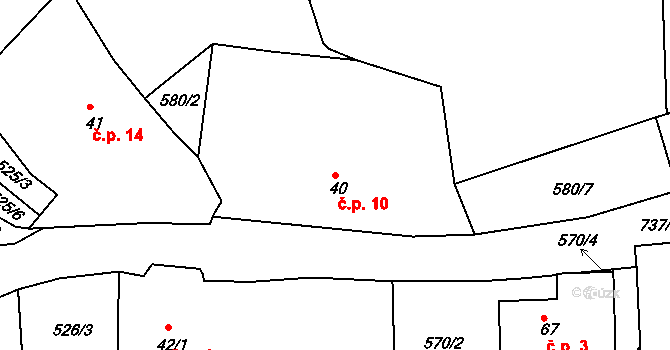 Smolov 10, Mrákov na parcele st. 40 v KÚ Smolov u Domažlic, Katastrální mapa