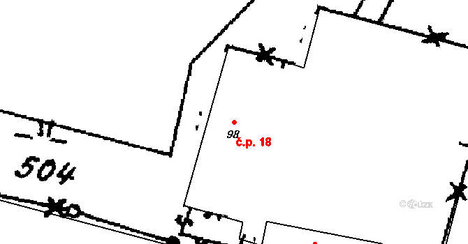 Otovice 18 na parcele st. 98 v KÚ Otovice u Broumova, Katastrální mapa