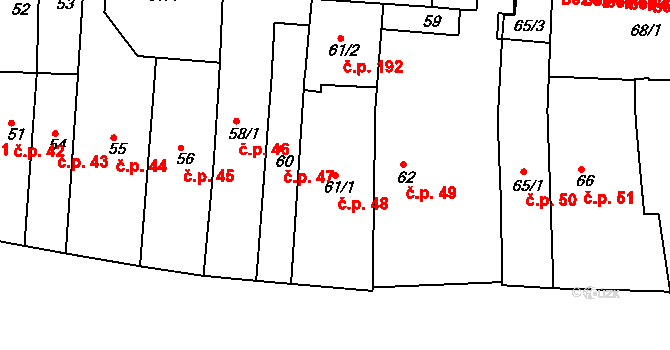 Jaroměř 48 na parcele st. 61/1 v KÚ Jaroměř, Katastrální mapa