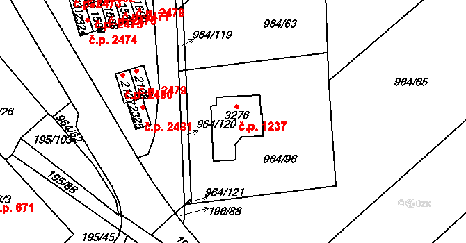 Sezimovo Ústí 1237 na parcele st. 3276 v KÚ Sezimovo Ústí, Katastrální mapa