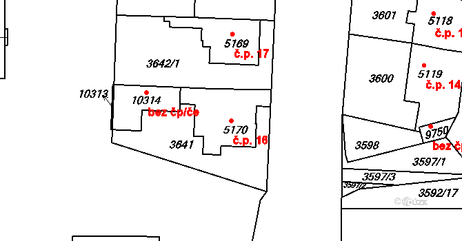 Cihelna 16, Pardubice na parcele st. 5170 v KÚ Pardubice, Katastrální mapa