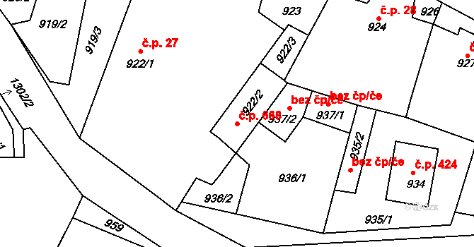 Velké Opatovice 668 na parcele st. 922/2 v KÚ Velké Opatovice, Katastrální mapa