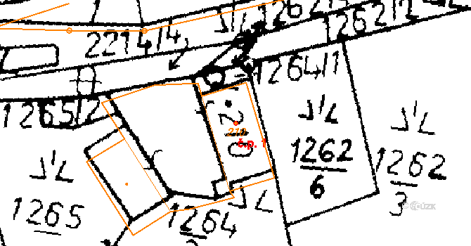 Merboltice 1 na parcele st. 210 v KÚ Merboltice, Katastrální mapa