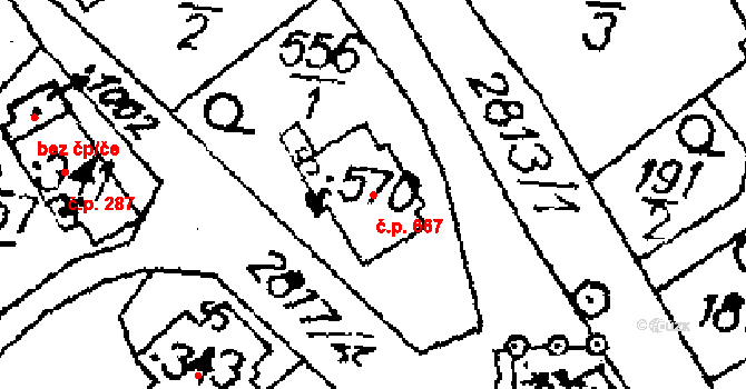 Libina 667 na parcele st. 6163 v KÚ Horní Libina, Katastrální mapa
