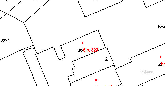 Suchdol nad Odrou 323 na parcele st. 95 v KÚ Suchdol nad Odrou, Katastrální mapa