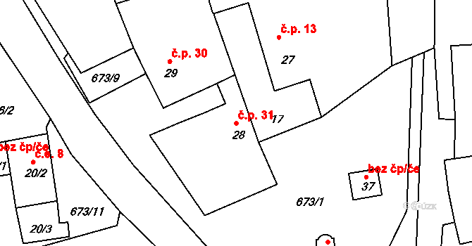 Svinařov 31, Slabce na parcele st. 28 v KÚ Svinařov, Katastrální mapa